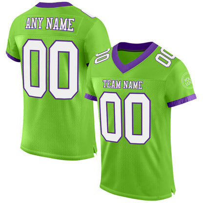 Custom Neon Green White-Purple Mesh Authentic Football Jersey - Sky-Custom