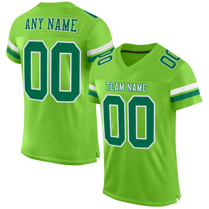 Custom Neon Green Kelly Green-White Mesh Authentic Football Jersey - Sky-Custom