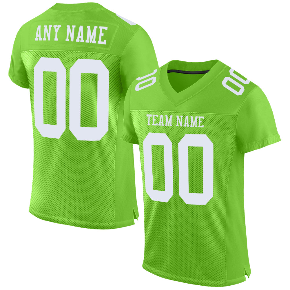 Custom Neon Green White Mesh Authentic Football Jersey - Sky-Custom