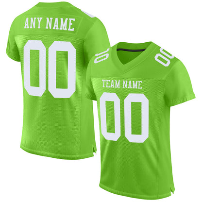 Custom Neon Green White Mesh Authentic Football Jersey - Sky-Custom