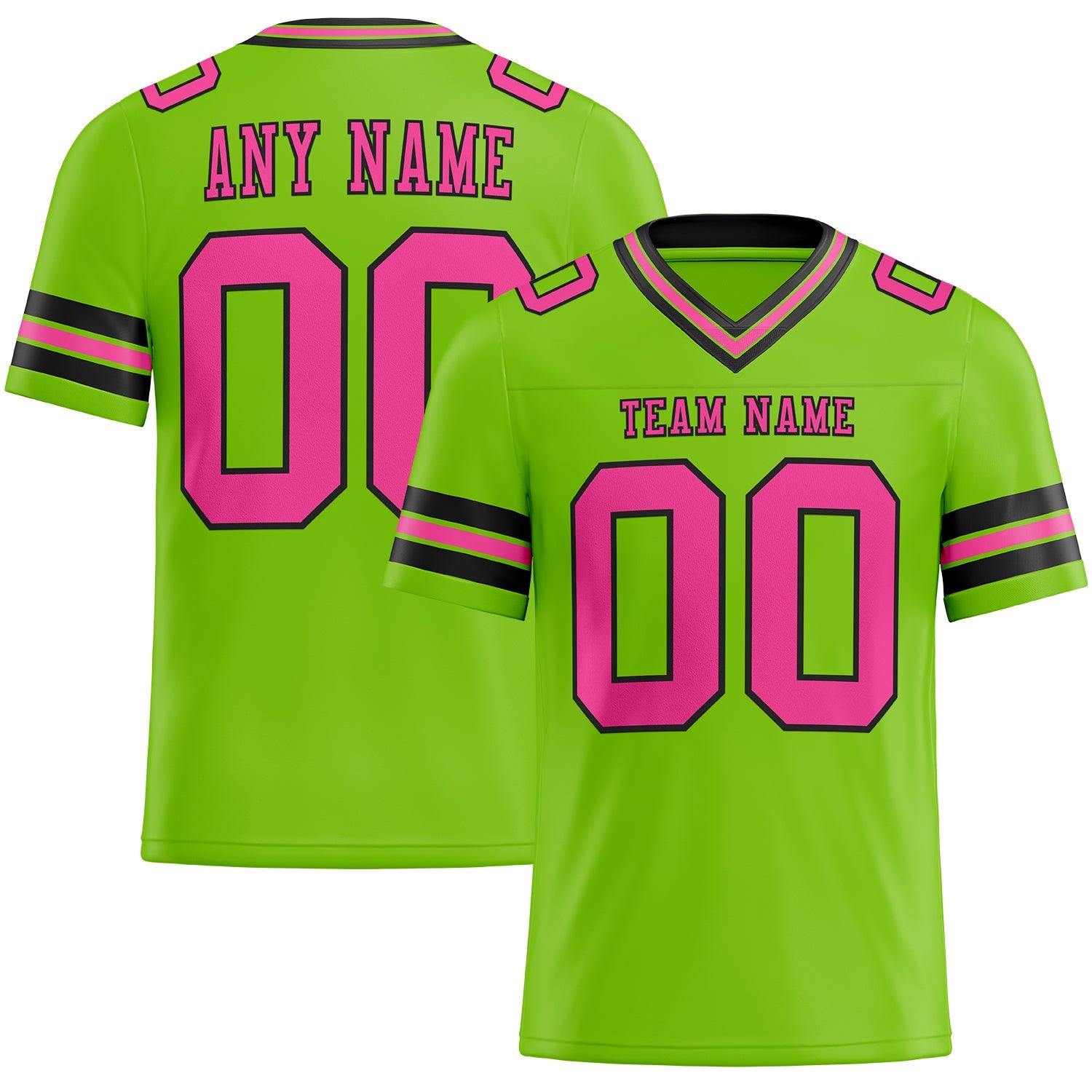 Custom Neon Green Pink-Black Mesh Authentic Football Jersey - Sky-Custom