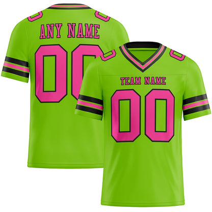 Custom Neon Green Pink-Black Mesh Authentic Football Jersey - Sky-Custom