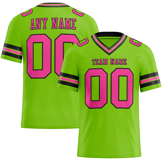 Custom Neon Green Pink-Black Mesh Authentic Football Jersey - Sky-Custom