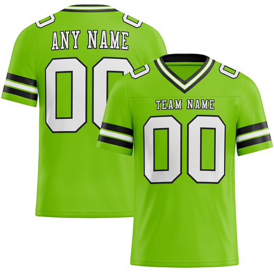 Custom Neon Green White-Black Mesh Authentic Football Jersey - Sky-Custom