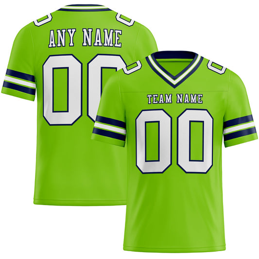 Custom Neon Green White-Navy Mesh Authentic Football Jersey - Sky-Custom