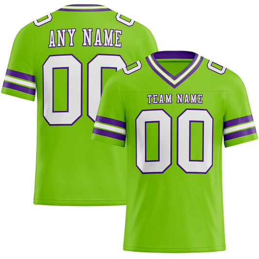 Custom Neon Green White-Purple Mesh Authentic Football Jersey - Sky-Custom