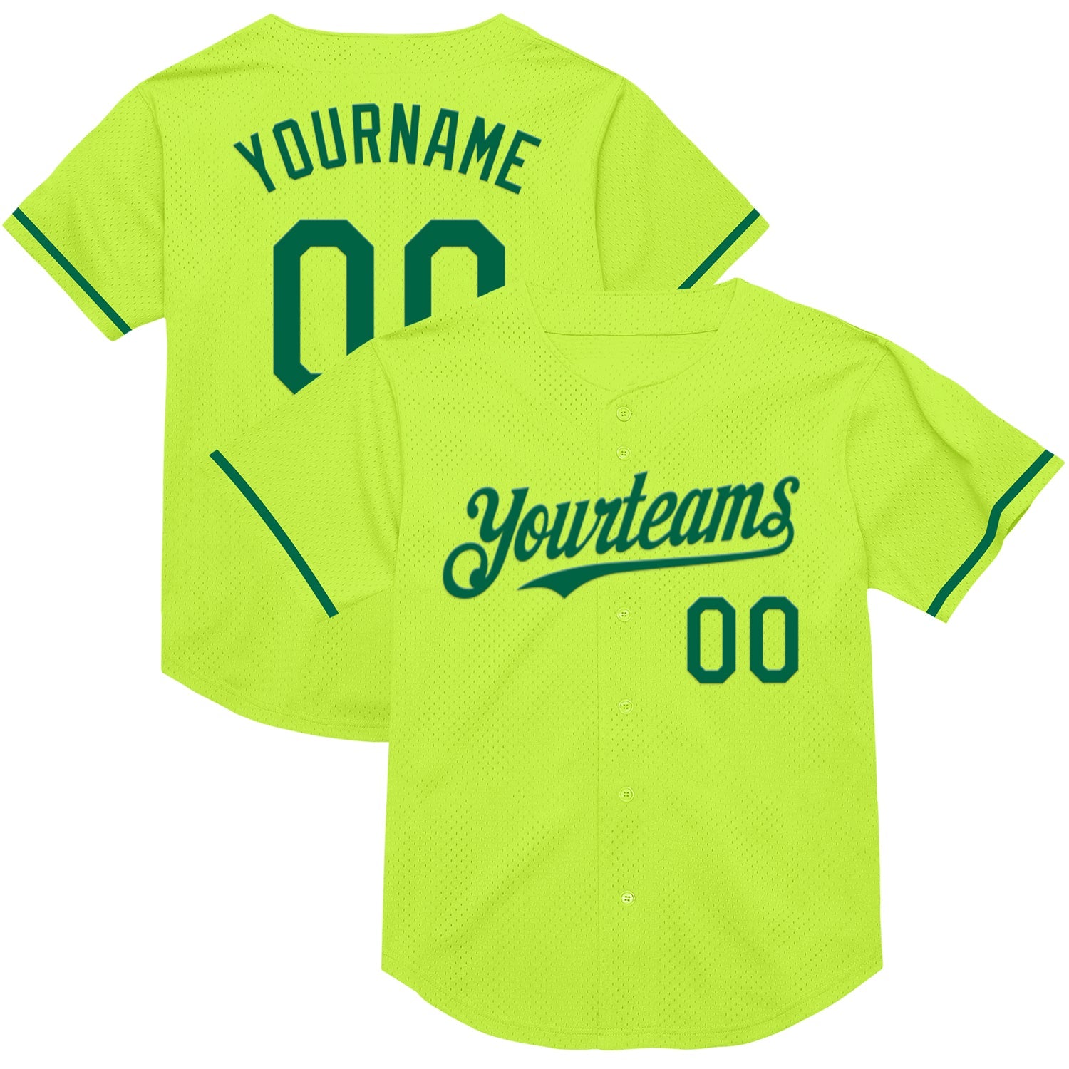 Custom Neon Green Kelly Green Mesh Authentic Throwback Baseball Jersey - Sky-Custom