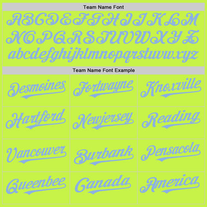 Custom Neon Green Light Blue Mesh Authentic Throwback Baseball Jersey - Sky-Custom