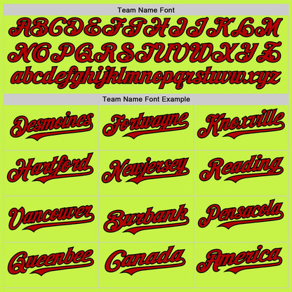 Custom Neon Green Red-Black Mesh Authentic Throwback Baseball Jersey - Sky-Custom