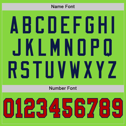 Custom Neon Green Red-Navy Mesh Authentic Throwback Football Jersey - Sky-Custom