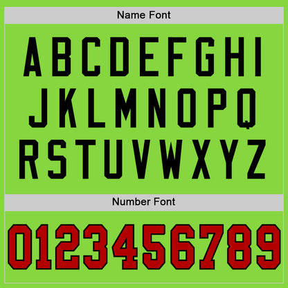 Custom Neon Green Red-Black Mesh Authentic Throwback Football Jersey - Sky-Custom