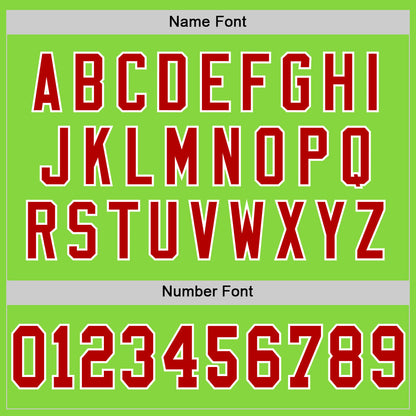 Custom Neon Green Red-White Mesh Authentic Throwback Football Jersey - Sky-Custom