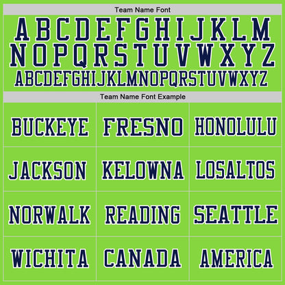 Custom Neon Green Navy-White Mesh Authentic Throwback Football Jersey - Sky-Custom