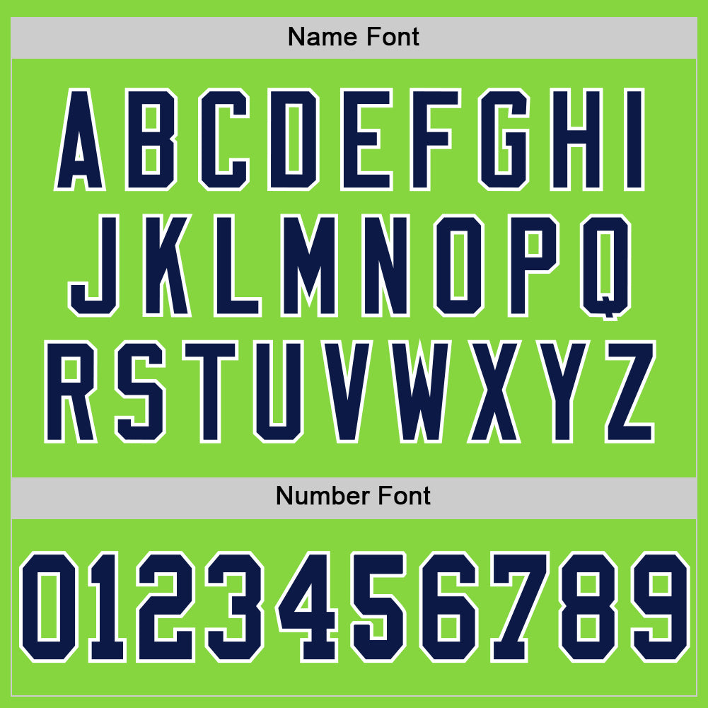 Custom Neon Green Navy-White Mesh Authentic Throwback Football Jersey - Sky-Custom