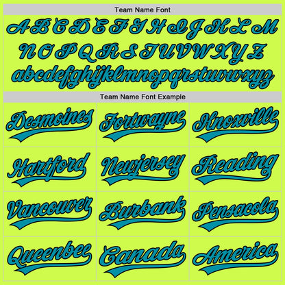 Custom Neon Green Teal-Black Authentic Throwback Baseball Jersey - Sky-Custom