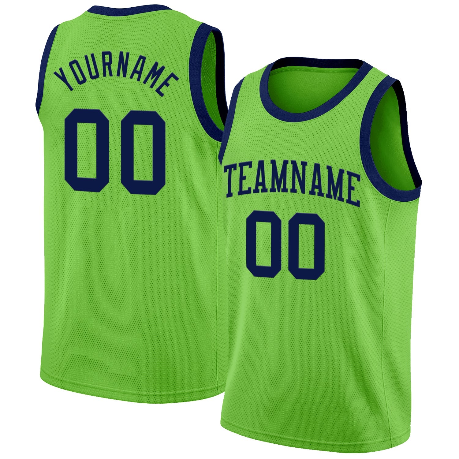 Custom Neon Green Navy Authentic Basketball Jersey - Sky-Custom