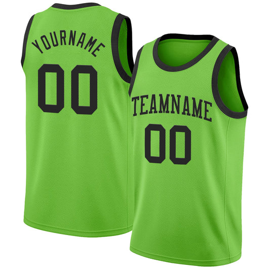 Custom Neon Green Black Authentic Basketball Jersey - Sky-Custom