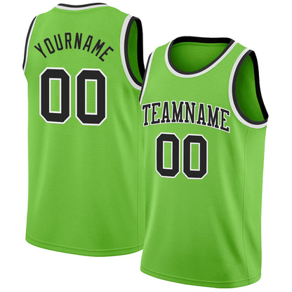 Custom Neon Green Black-White Authentic Basketball Jersey - Sky-Custom