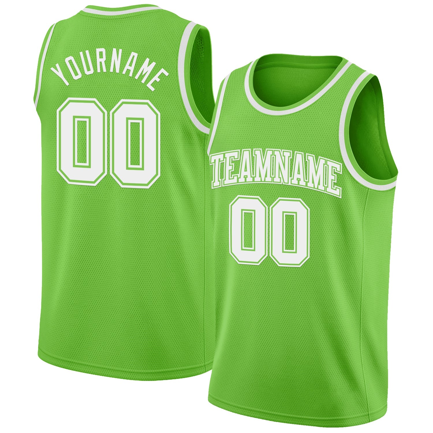 Custom Neon Green White Authentic Basketball Jersey - Sky-Custom