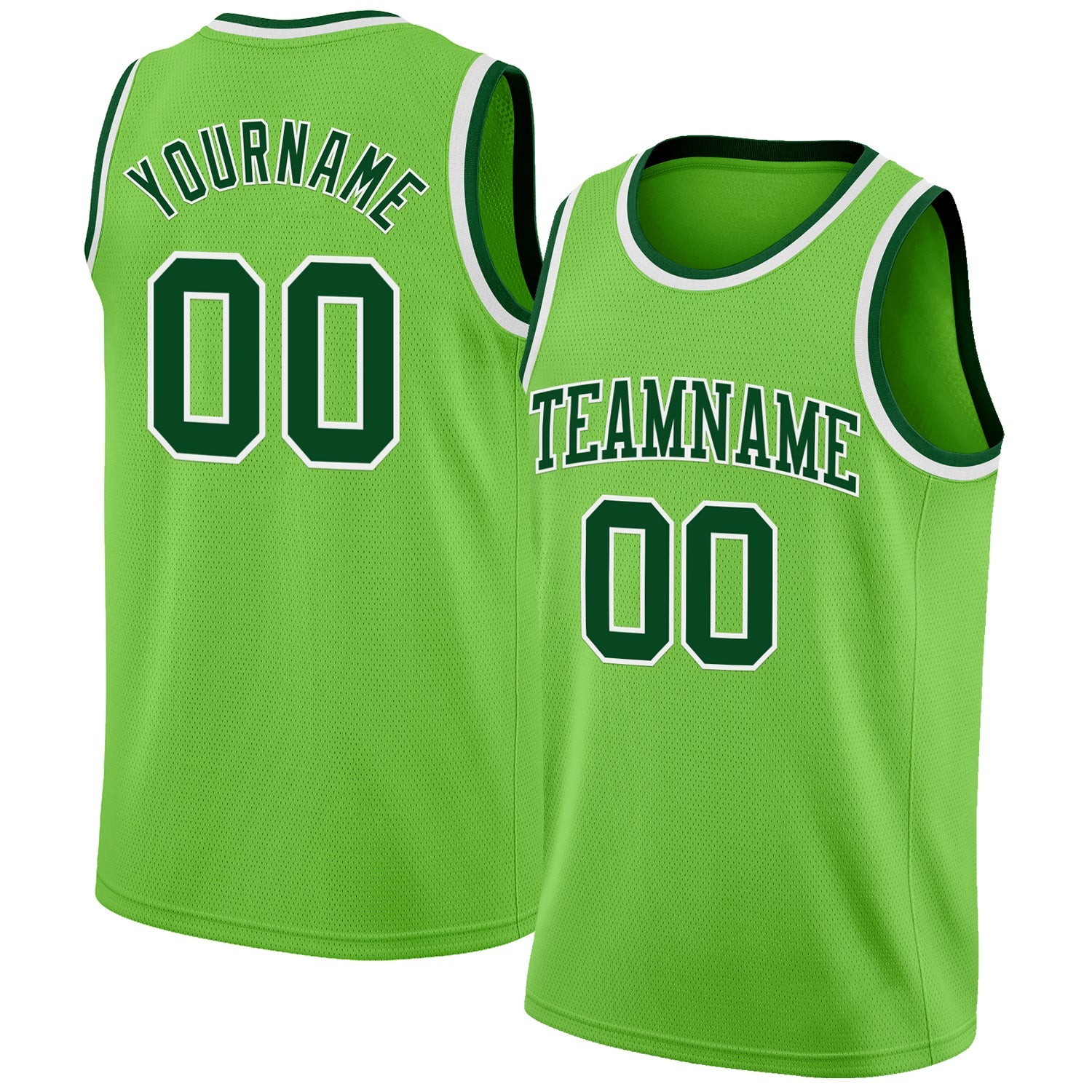 Custom Neon Green Green-White Authentic Basketball Jersey - Sky-Custom