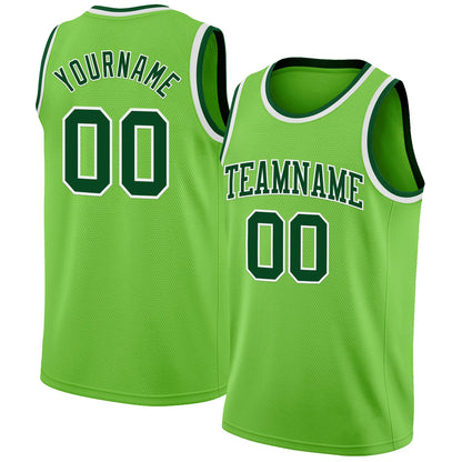Custom Neon Green Green-White Authentic Basketball Jersey - Sky-Custom