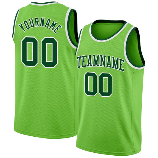 Custom Neon Green Green-White Authentic Basketball Jersey - Sky-Custom