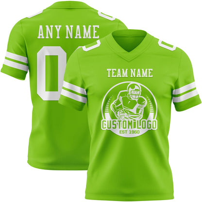 Custom Neon Green White Mesh Authentic Football Jersey - Sky-Custom