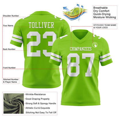 Custom Neon Green White Mesh Authentic Football Jersey - Sky-Custom