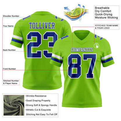Custom Neon Green Royal-White Mesh Authentic Football Jersey - Sky-Custom