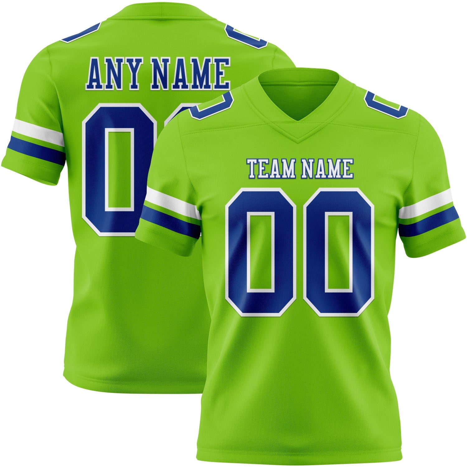 Custom Neon Green Royal-White Mesh Authentic Football Jersey - Sky-Custom