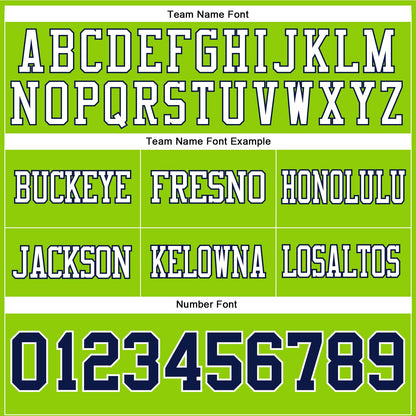 Custom Neon Green Navy-White Mesh Authentic Football Jersey - Sky-Custom