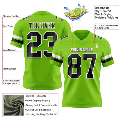 Custom Neon Green Black-White Mesh Authentic Football Jersey - Sky-Custom