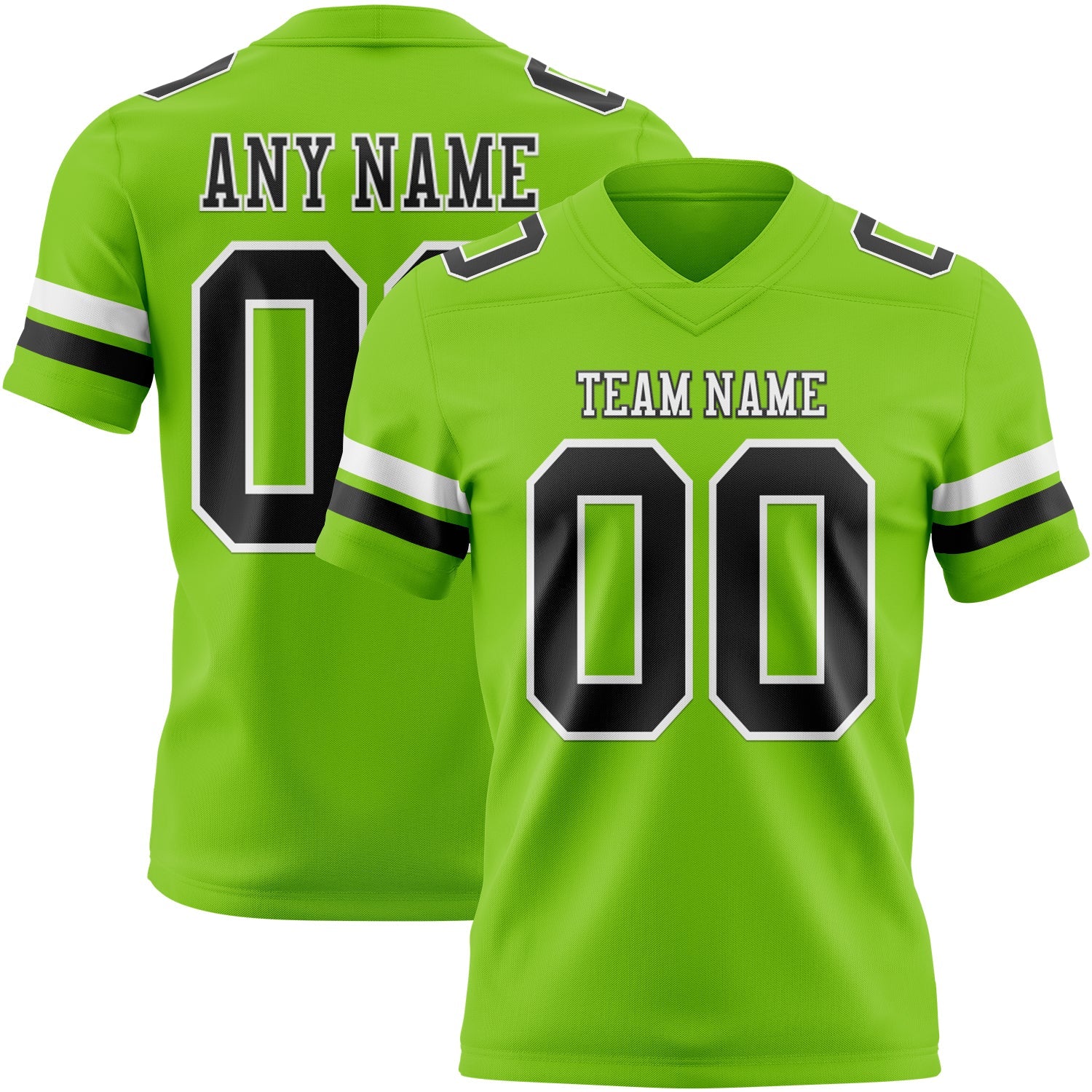 Custom Neon Green Black-White Mesh Authentic Football Jersey - Sky-Custom