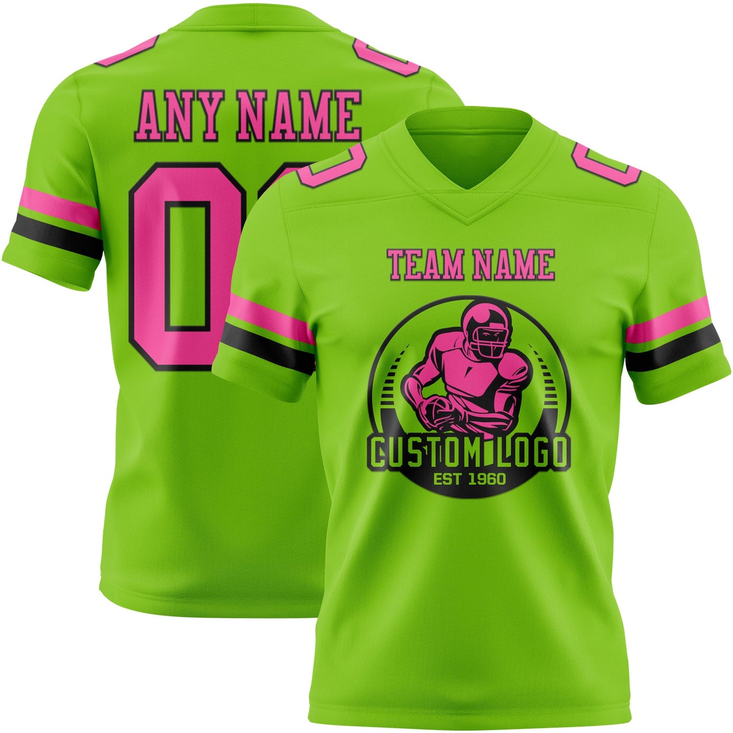 Custom Neon Green Pink-Black Mesh Authentic Football Jersey - Sky-Custom
