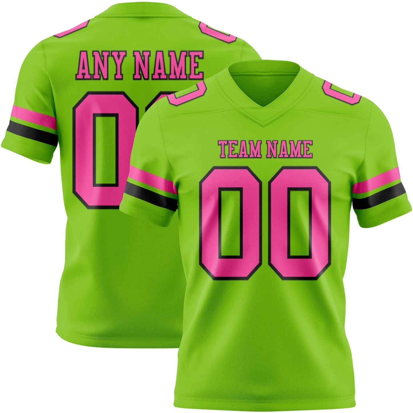 Custom Neon Green Pink-Black Mesh Authentic Football Jersey - Sky-Custom