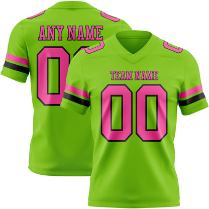 Custom Neon Green Pink-Black Mesh Authentic Football Jersey - Sky-Custom