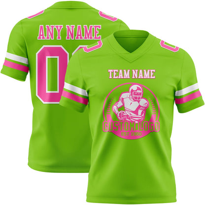Custom Neon Green Pink-White Mesh Authentic Football Jersey - Sky-Custom