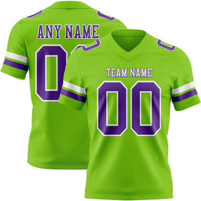 Custom Neon Green Purple-White Mesh Authentic Football Jersey - Sky-Custom