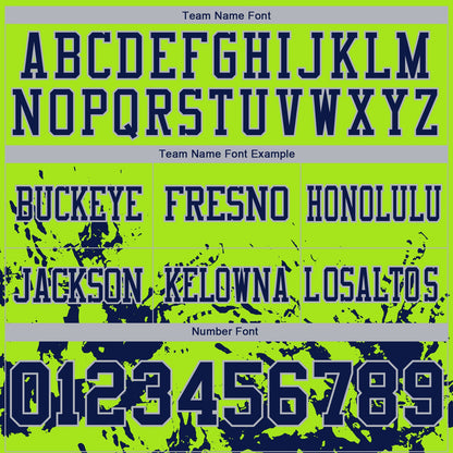 Custom Neon Green Navy-Gray Splash Mesh Authentic Football Jersey - Sky-Custom