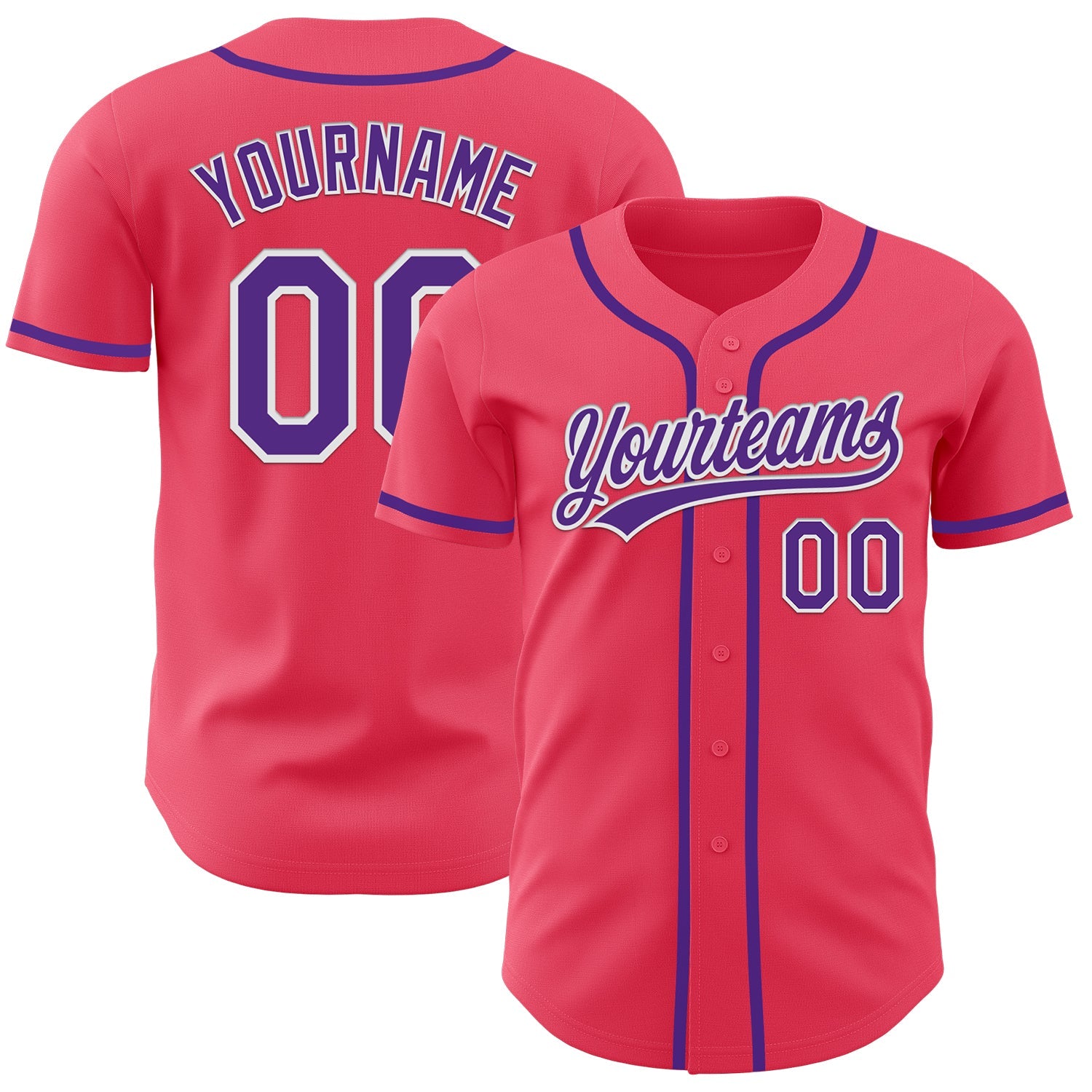 Custom Neon Pink Purple-White Authentic Baseball Jersey - Sky-Custom