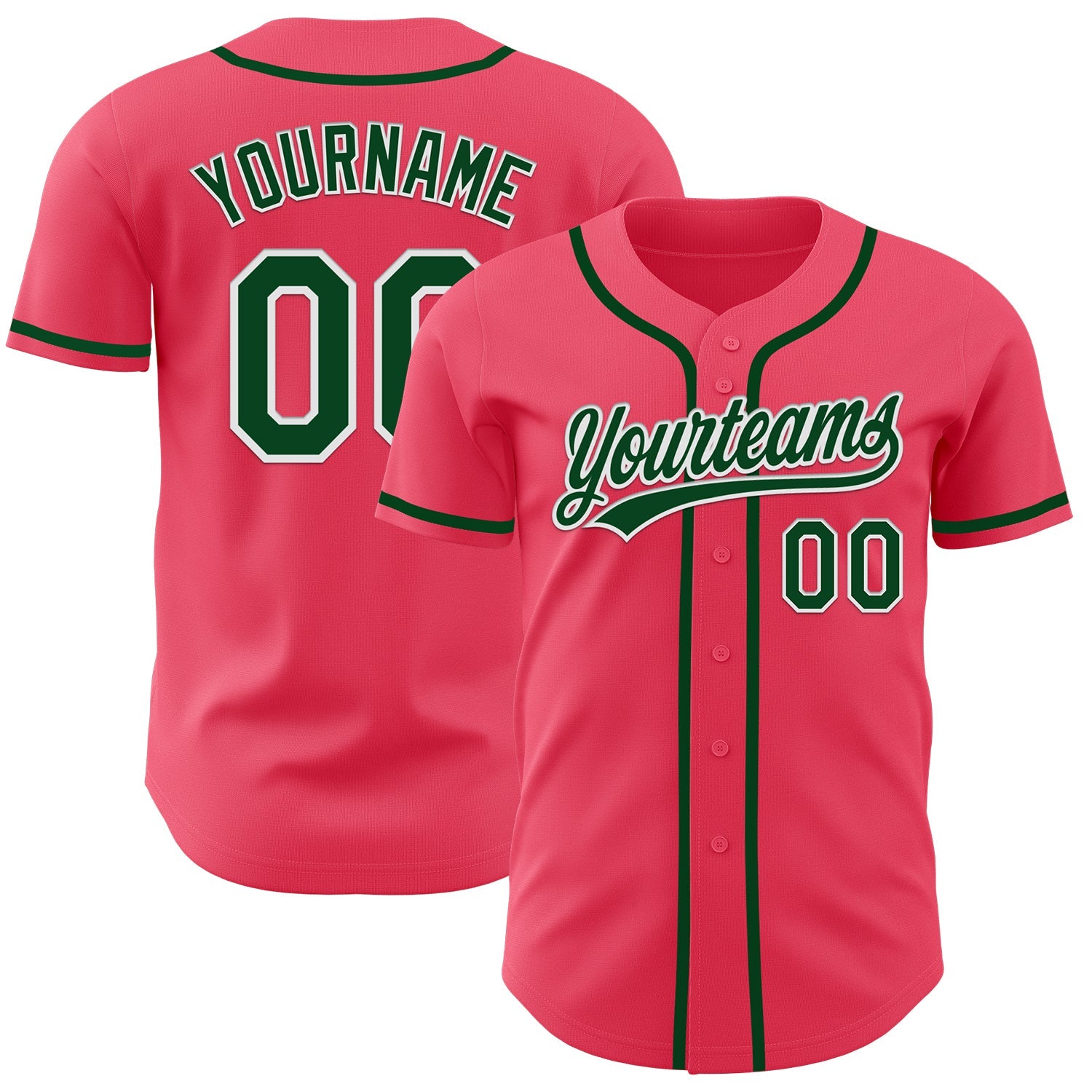 Custom Neon Pink Green-White Authentic Baseball Jersey - Sky-Custom