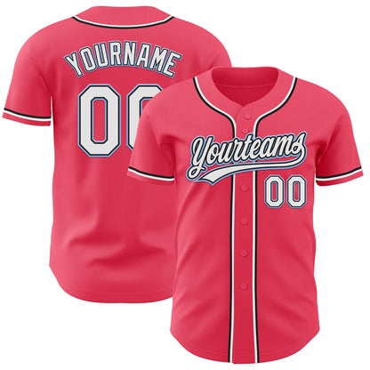 Custom Neon Pink Black-Light Blue Authentic Baseball Jersey - Sky-Custom