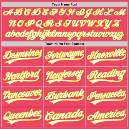 Custom Neon Pink White-Yellow Authentic Baseball Jersey - Sky-Custom