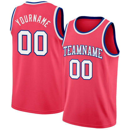 Custom Neon Pink White-Royal Authentic Basketball Jersey - Sky-Custom