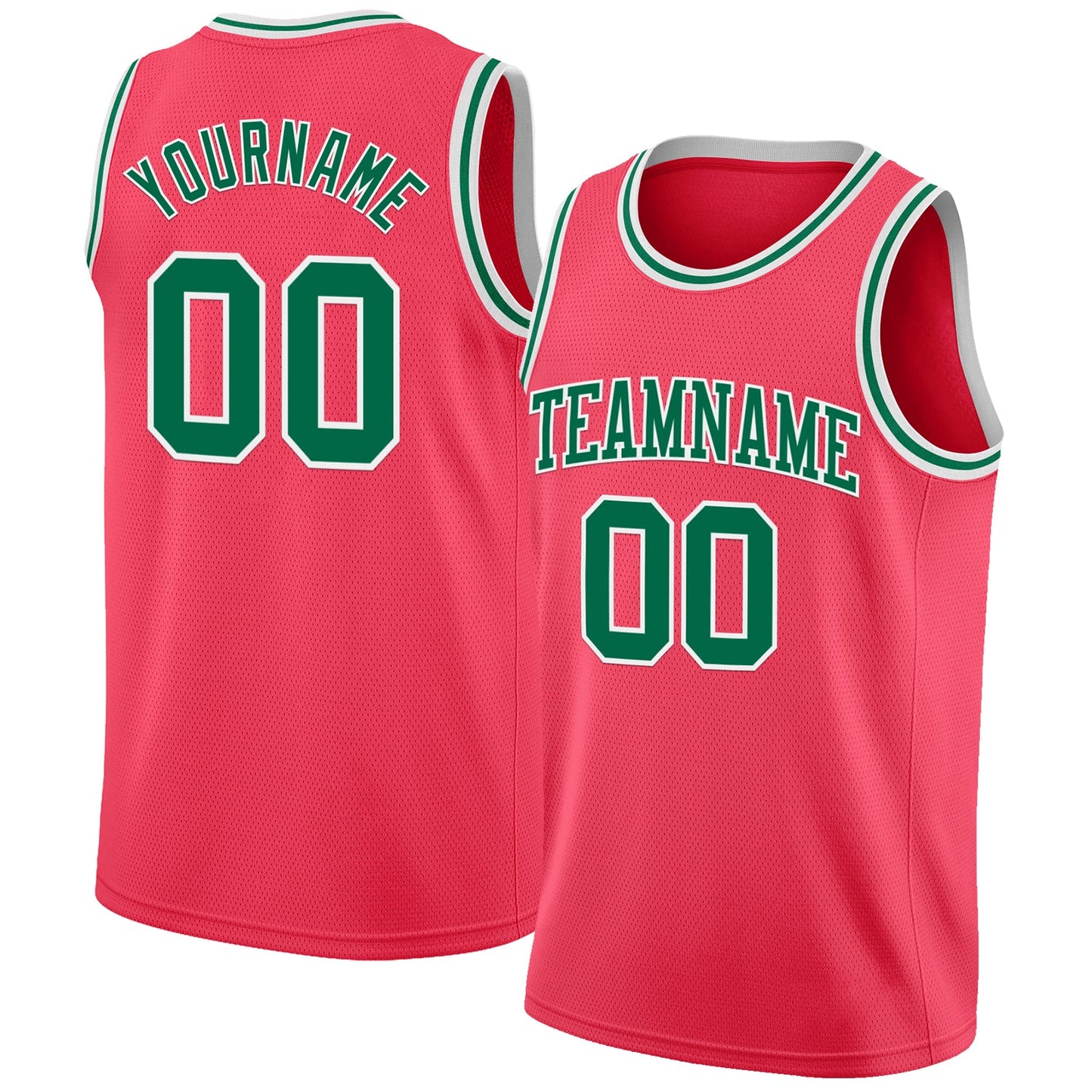 Custom Neon Pink Kelly Green-White Authentic Basketball Jersey - Sky-Custom