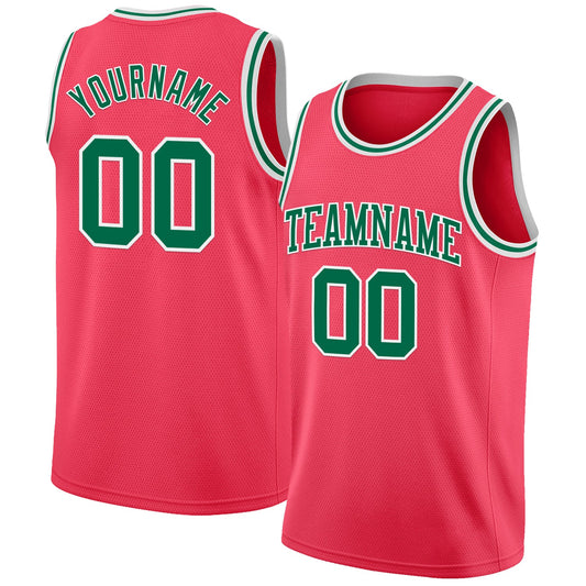 Custom Neon Pink Kelly Green-White Authentic Basketball Jersey - Sky-Custom
