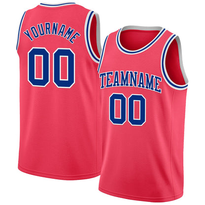 Custom Neon Pink Royal-White Authentic Basketball Jersey - Sky-Custom