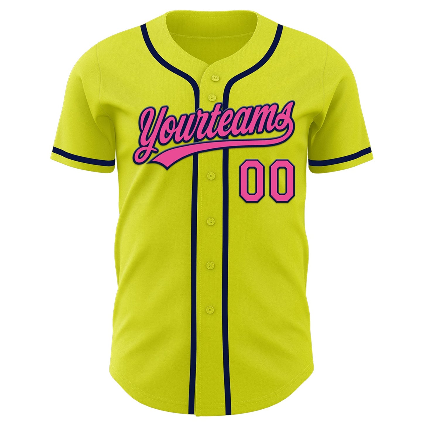 Custom Neon Yellow Pink-Navy Authentic Baseball Jersey - Sky-Custom