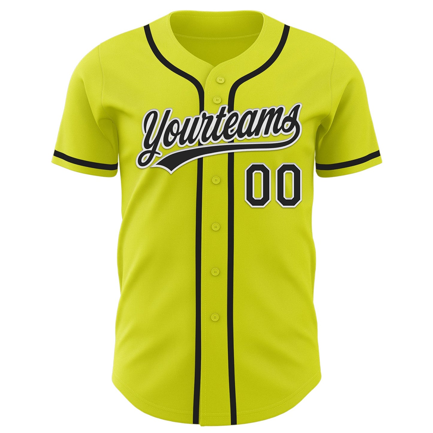 Custom Neon Yellow Black-White Authentic Baseball Jersey - Sky-Custom