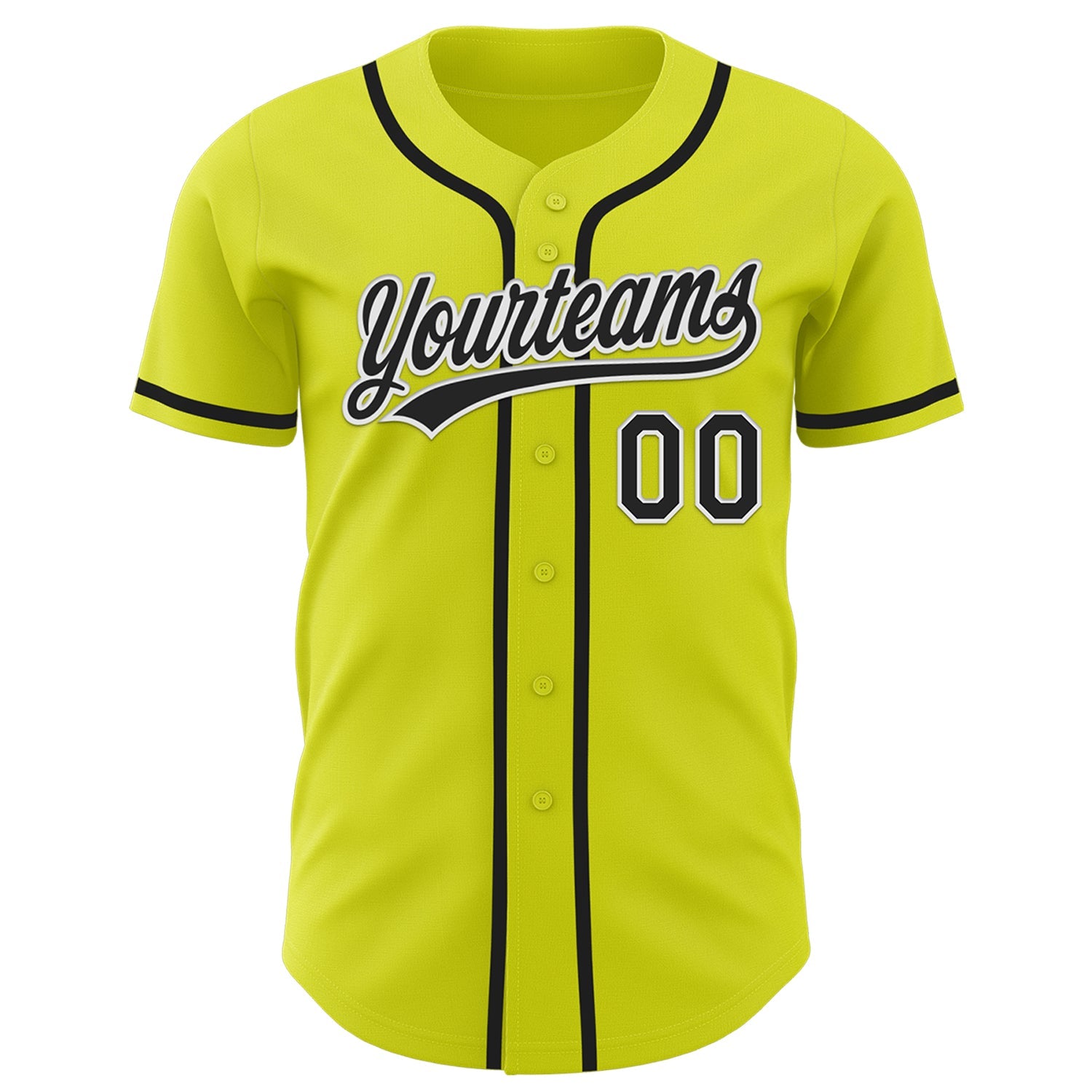 Custom Neon Yellow Black-White Authentic Baseball Jersey - Sky-Custom